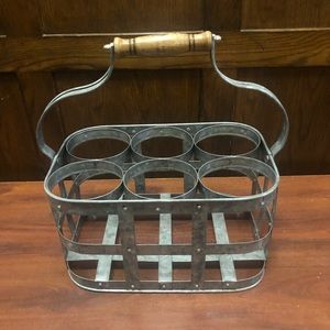Pottery Barn 6 Bottle Metal Wine Caddy